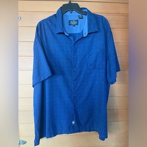 Nat Nast Blue Geometric Silk Blend Short Sleeve Button Up Pocket Shirt Men's XXL